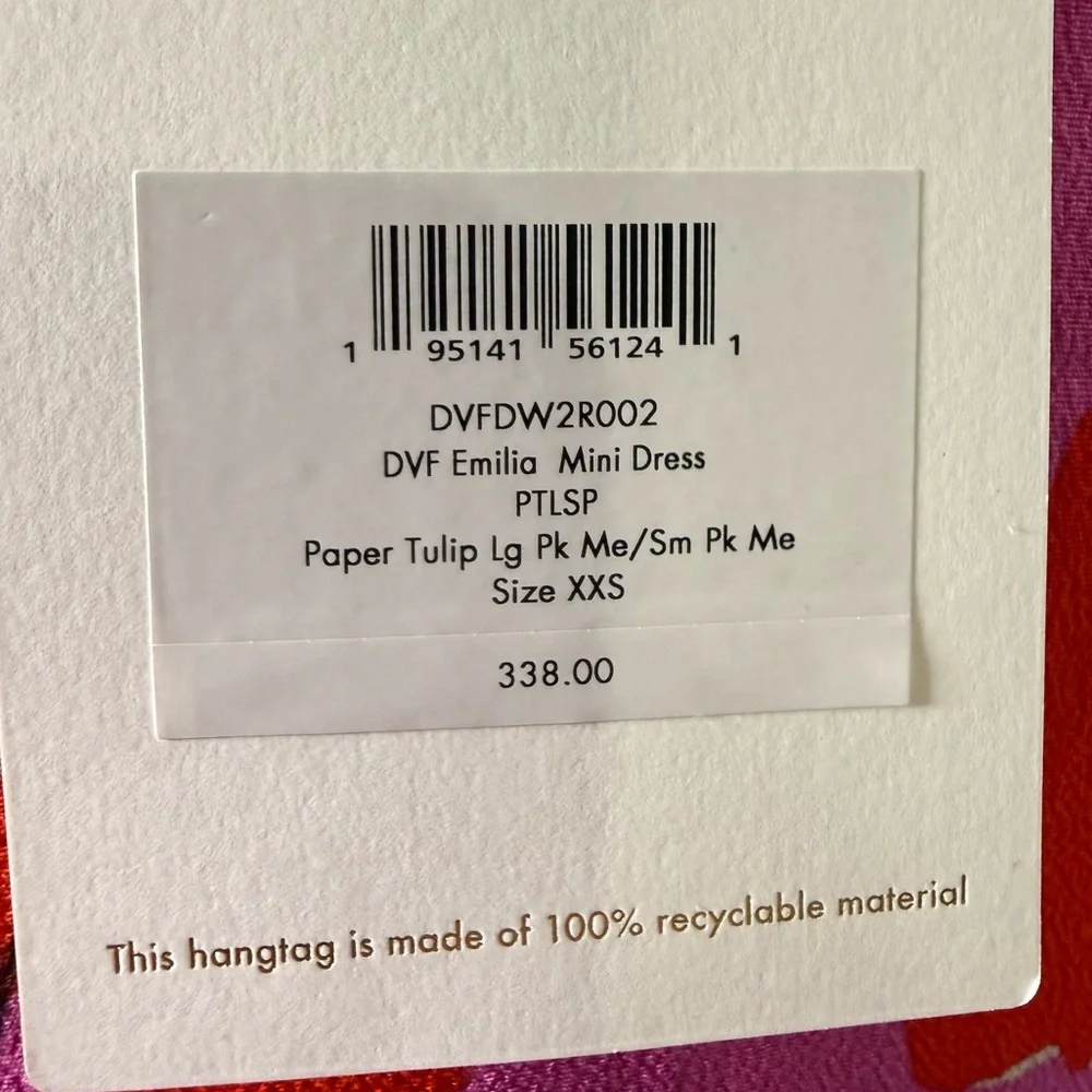 DVF Emilia Mini Wrap Dress Pink Red Floral Silk MSRP $338 Women’s XXS NWT - Picture 3 of 16